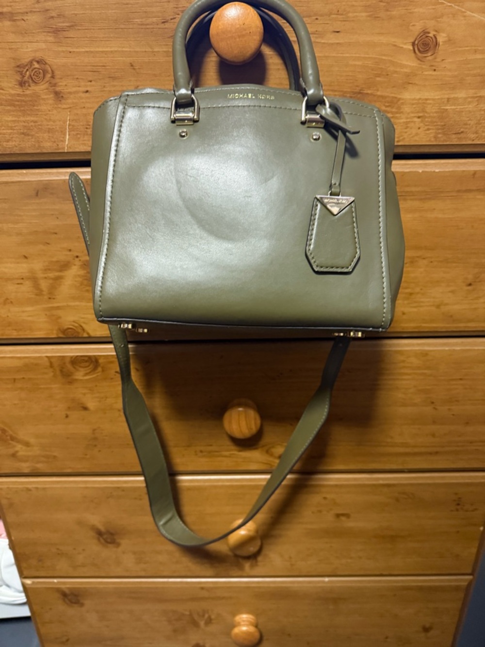 Michael Kors Olive Leather Top-Handle Satchel